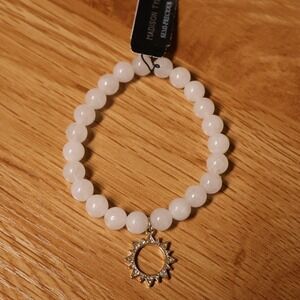 Madison Tyler PowerBead Sun Charm Bracelet White Quartz Pave Crystal Size 6.25